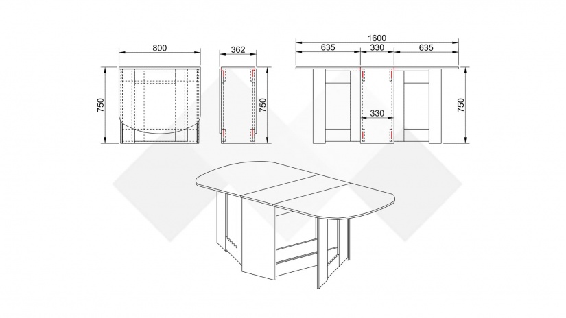Трапезна маса Ейми неразтегателни дъб дакота - изглед 3