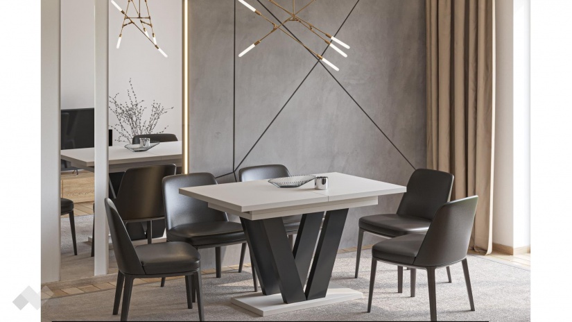 Трапезна маса Лареа разтегателни кашмир с черно - изглед 1 - МебелМаг Трапезна маса Лареа разтегателни кашмир с черно - изглед 1