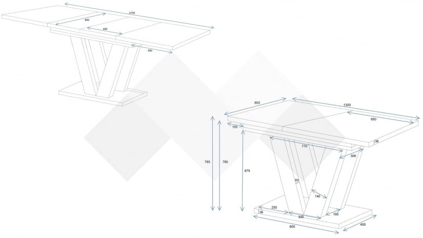 Трапезна маса Лареа разтегателни дъб артисан с черно - изглед 5