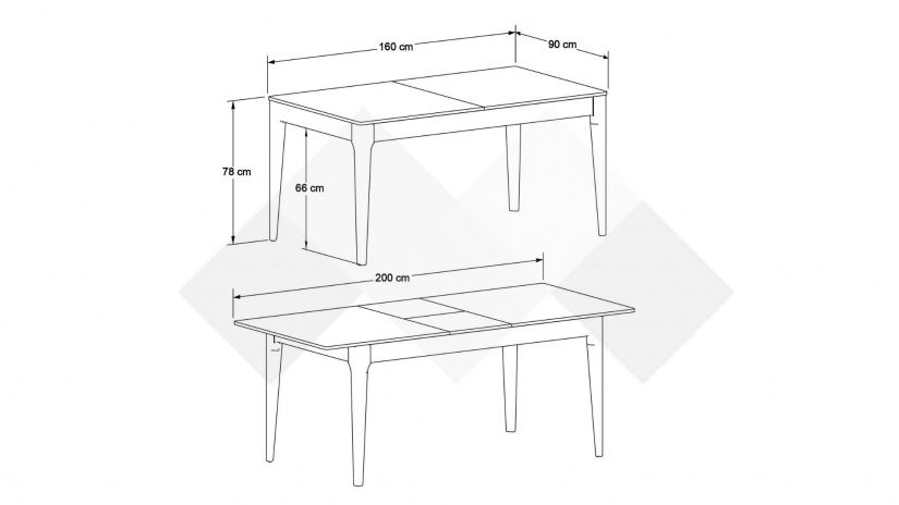 Трапезна маса Мелания разтегателни пясъчно сиво - изглед 3