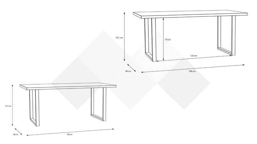 Трапезна маса Никодис неразтегателни дъб натурал с черен мат - изглед 4