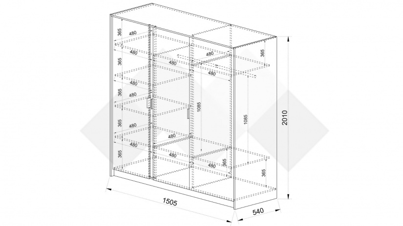 Гардероб Кашмир трикрилни кашмир - изглед 2 - МебелМаг Гардероб Кашмир трикрилни кашмир - изглед 2