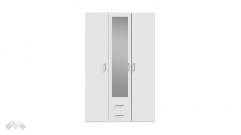 Гардероб Беатрис трикрилни бял - изглед 3