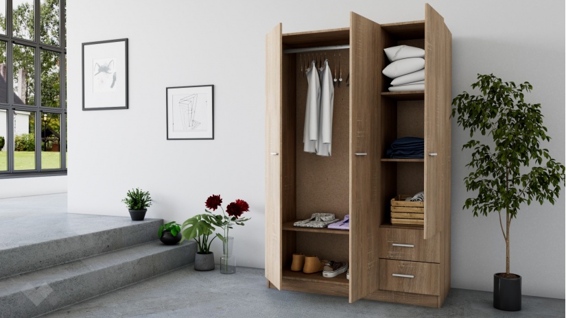 Гардероб Арго трикрилни дъб сонома - изглед 2