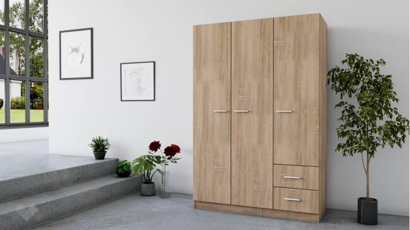 Гардероб Арго трикрилни дъб сонома - изглед 1