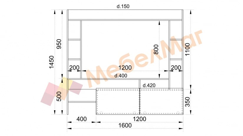 ТВ шкаф Боди с открити рафтове дъб крафт сив - изглед 3 - МебелМаг ТВ шкаф Боди с открити рафтове дъб крафт сив - изглед 3