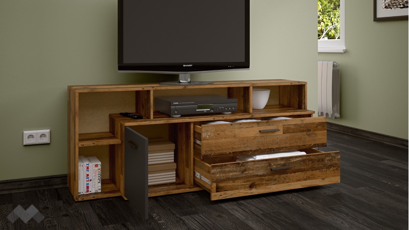 ТВ шкаф Лориен олд стайл с графит - изглед 2