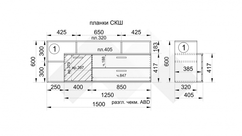 ТВ шкаф Лориен олд стайл с графит - изглед 3
