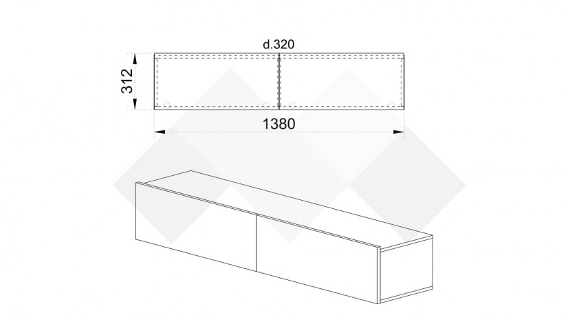ТВ шкаф Риоли бяло гладко с бял гланц - изглед 3