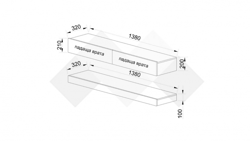ТВ шкаф Толедо дъб артисан с МДФ бяло гланц - изглед 3