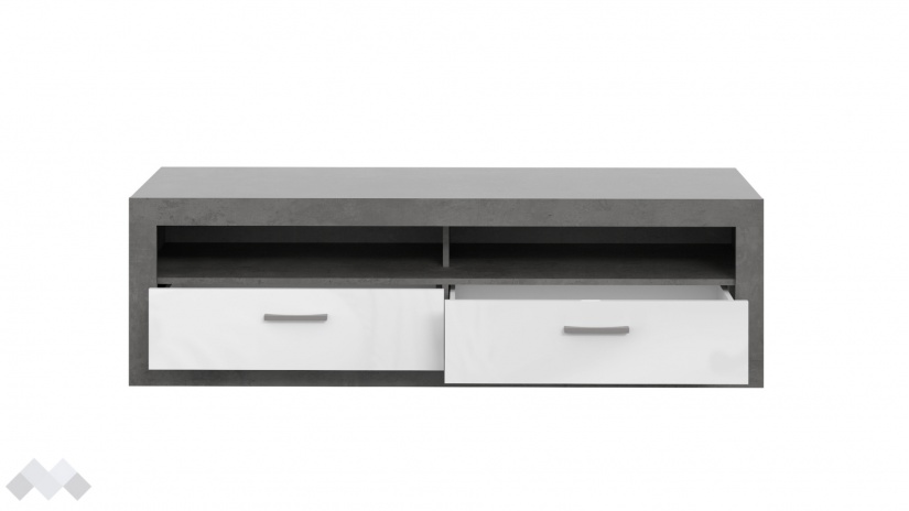 ТВ шкаф Требия сиво с бял гланц - изглед 3 - МебелМаг ТВ шкаф Требия сиво с бял гланц - изглед 3