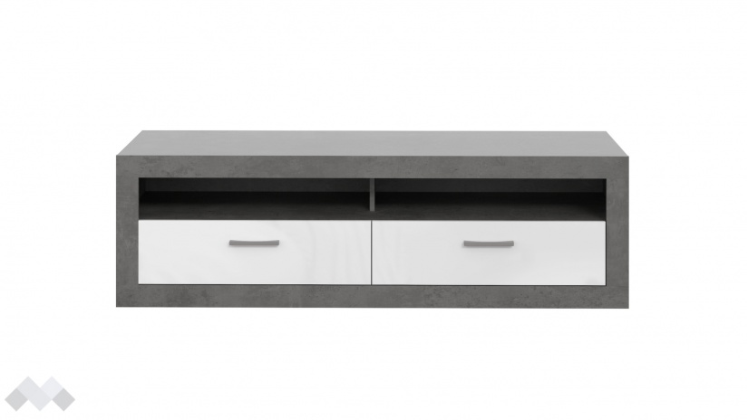 ТВ шкаф Требия сиво с бял гланц - изглед 2 - МебелМаг ТВ шкаф Требия сиво с бял гланц - изглед 2