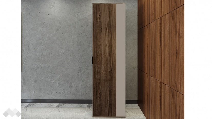 Висок шкаф Поситано дъб дилън тъмен с капучино мат и пасифик - изглед 1