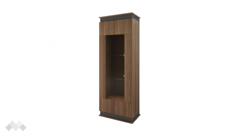 Висок шкаф с витрина Купър песаро с графит - изглед 1
