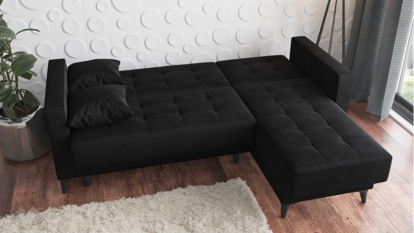 Ъглов диван Амалия универсален ъгъл черен - изглед 7
