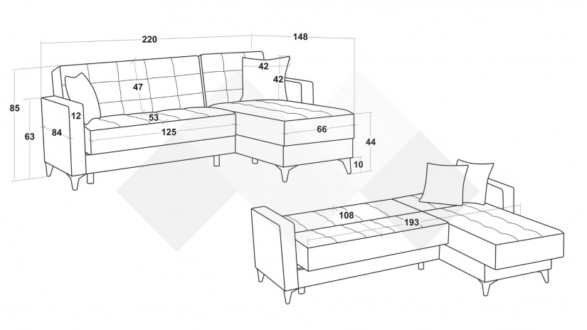 Ъглов диван Амалия универсален ъгъл черен - изглед 11