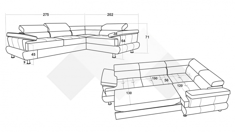 Ъглов диван Авола с посока сив - изглед 5