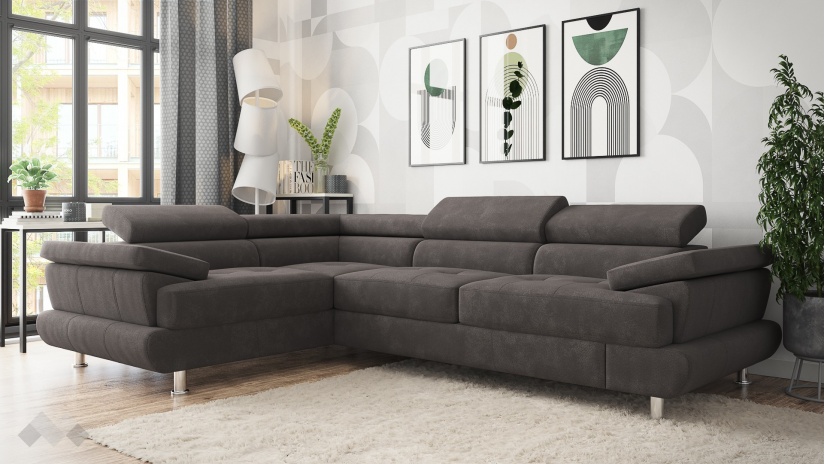 Ъглов диван Авола с посока кафяв - изглед 1