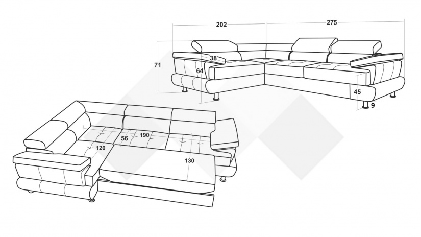 Ъглов диван Авола с посока сив - изглед 5