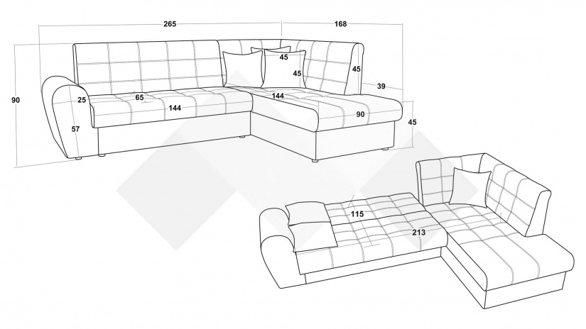 Ъглов диван Белла S с посока тъмно кафяв с бежово - изглед 6