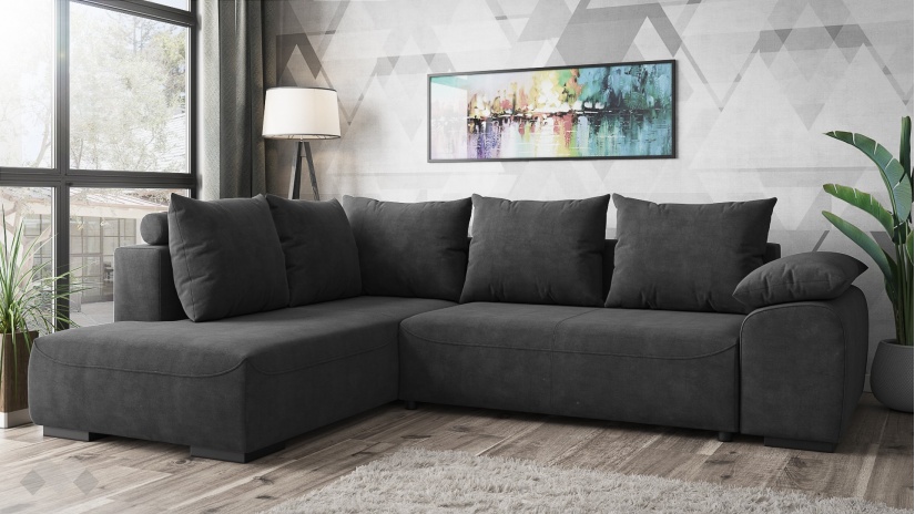 Ъглов диван Билбао с посока графит - изглед 1