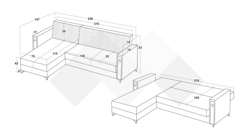 Ъглов диван Дестини универсален ъгъл сив - изглед 10