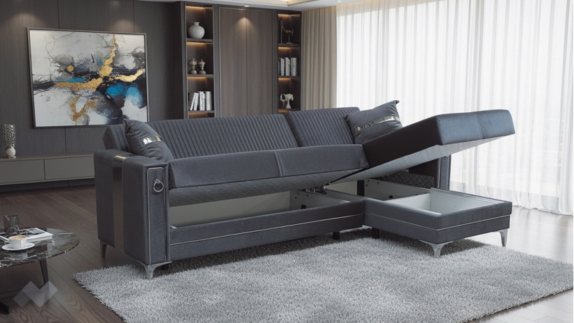 Ъглов диван Дестини универсален ъгъл сив - изглед 5