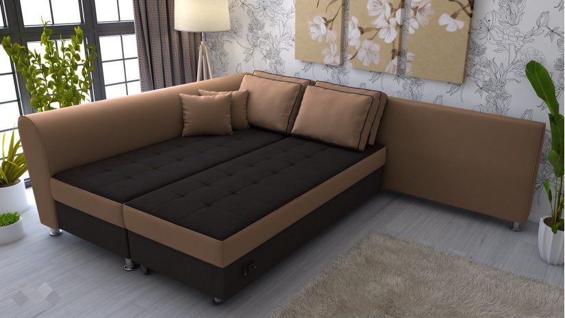 Ъглов диван Дивна с посока тъмно кафяво с кафяво - изглед 4 - МебелМаг Ъглов диван Дивна с посока тъмно кафяво с кафяво - изглед 4