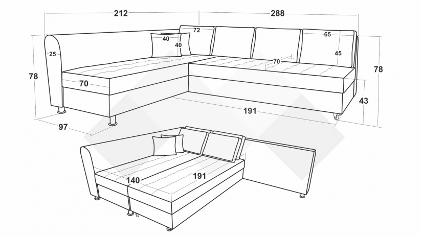 Ъглов диван Дивна с посока тъмно кафяво с кафяво - изглед 6 - МебелМаг Ъглов диван Дивна с посока тъмно кафяво с кафяво - изглед 6