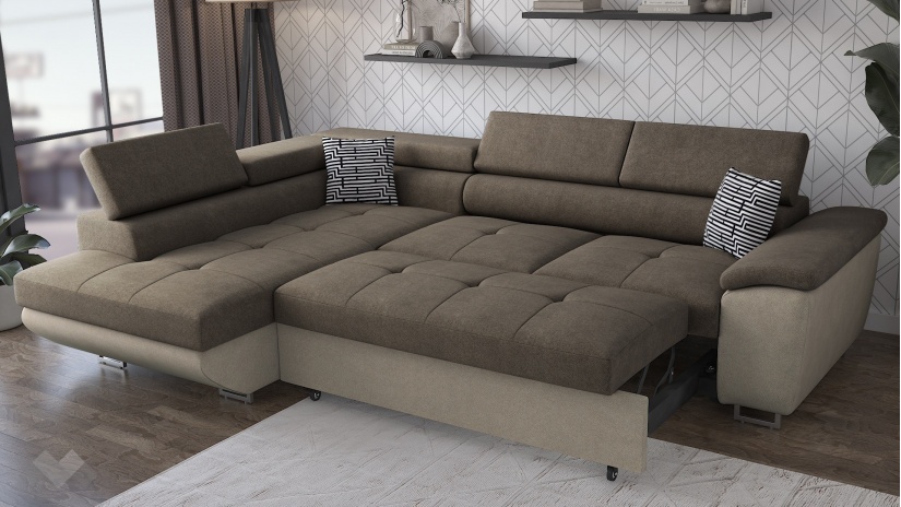 Ъглов диван Едуард с посока кафяв с бежово - изглед 4 - МебелМаг Ъглов диван Едуард с посока кафяв с бежово - изглед 4