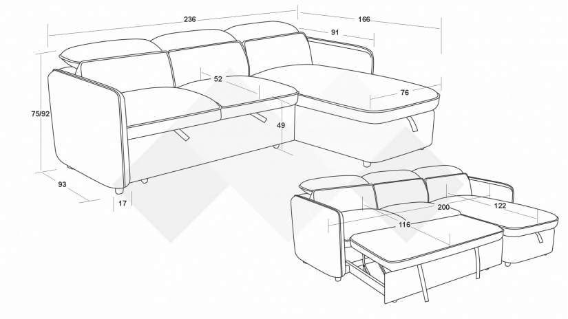 Ъглов диван Ерго универсален кафяв - изглед 9