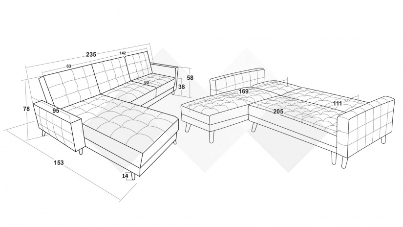 Ъглов диван Ериксън универсален ъгъл графит - изглед 9 - МебелМаг Ъглов диван Ериксън универсален ъгъл графит - изглед 9