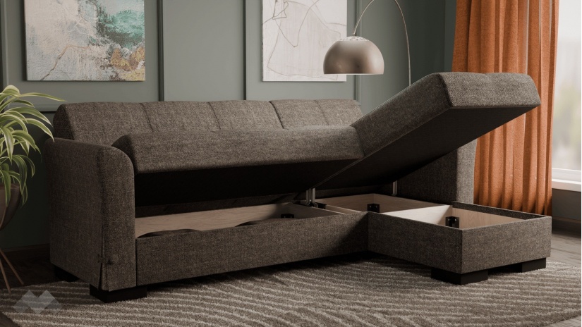 Ъглов диван Флоранс универсален ъгъл кафяв - изглед 5