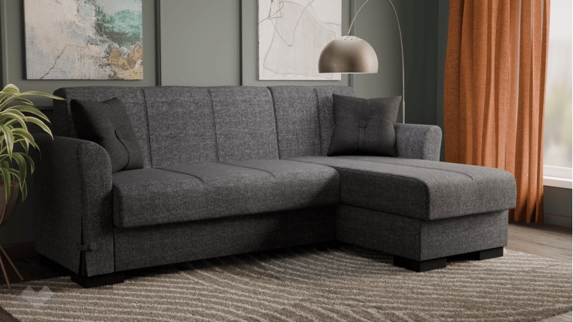 Ъглов диван Флоранс универсален ъгъл сив - изглед 1