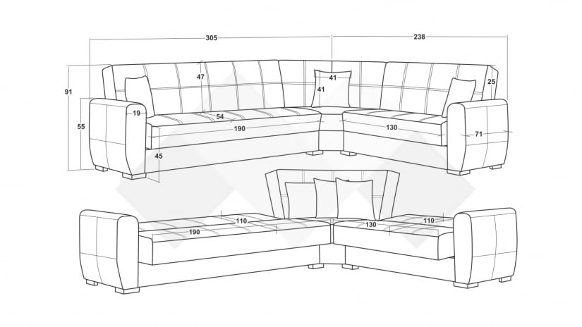 Ъглов диван Гранд универсален ъгъл зелен - изглед 11