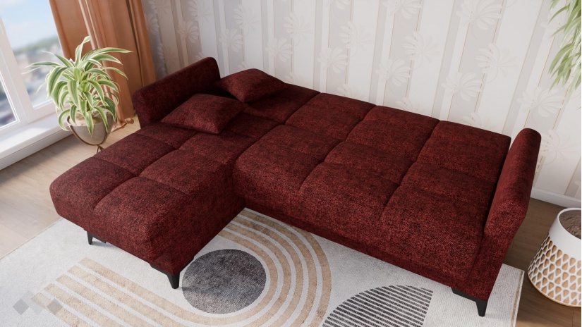Ъглов диван Хавиер универсален бордо - изглед 4