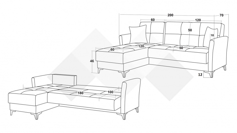 Ъглов диван Хавиер универсален бордо - изглед 6