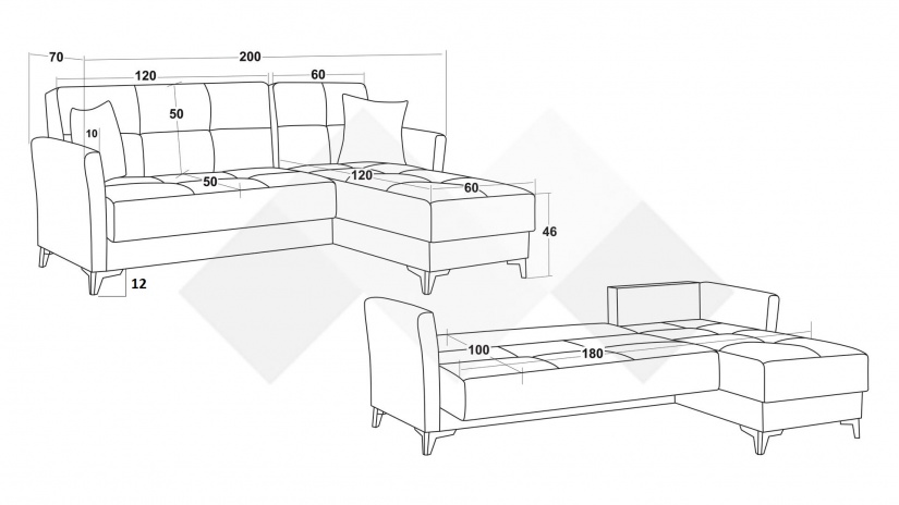 Ъглов диван Хавиер универсален сив - изглед 5