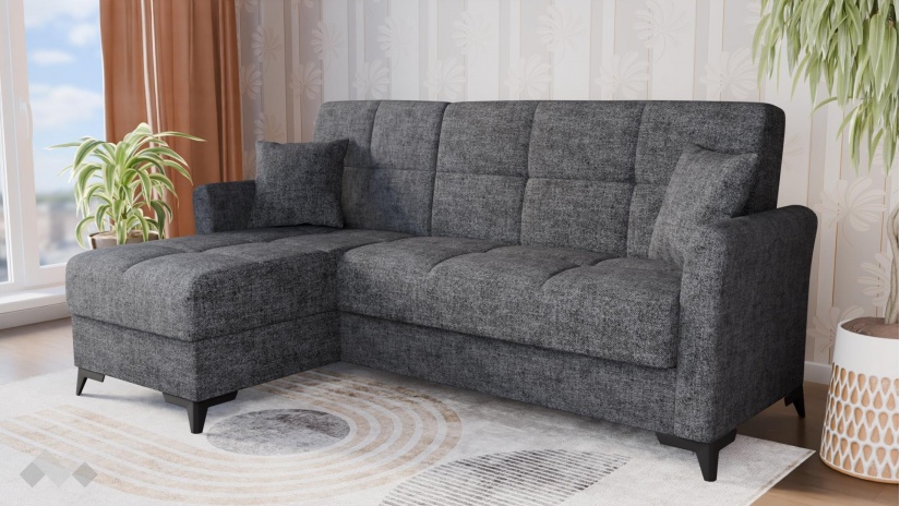 Ъглов диван Хавиер универсален сив - изглед 1
