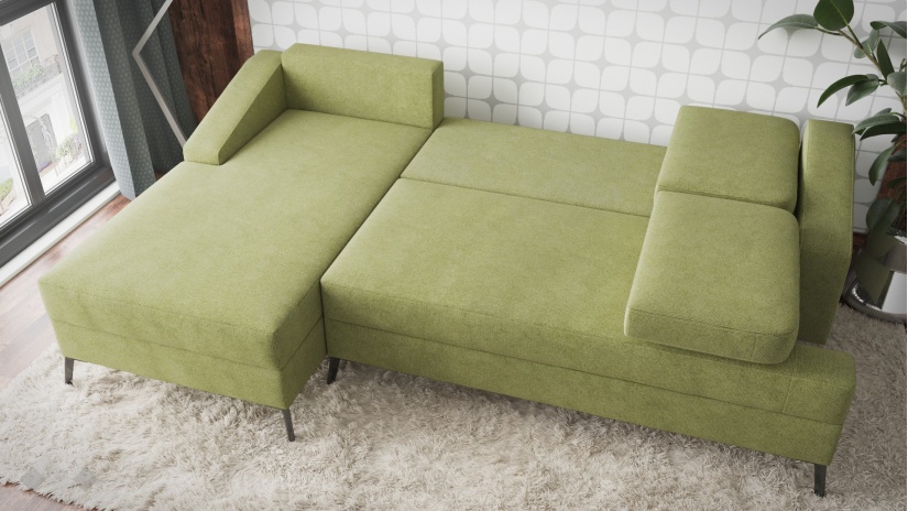 Ъглов диван Латвия с посока зелен - изглед 4