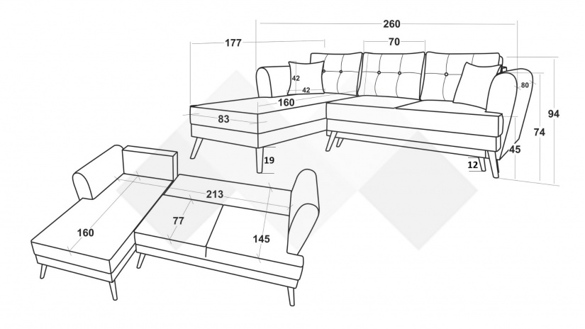 Ъглов диван Марлен с посока кафяв - изглед 5