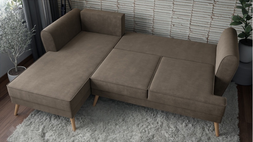 Ъглов диван Марлен с посока кафяв - изглед 4