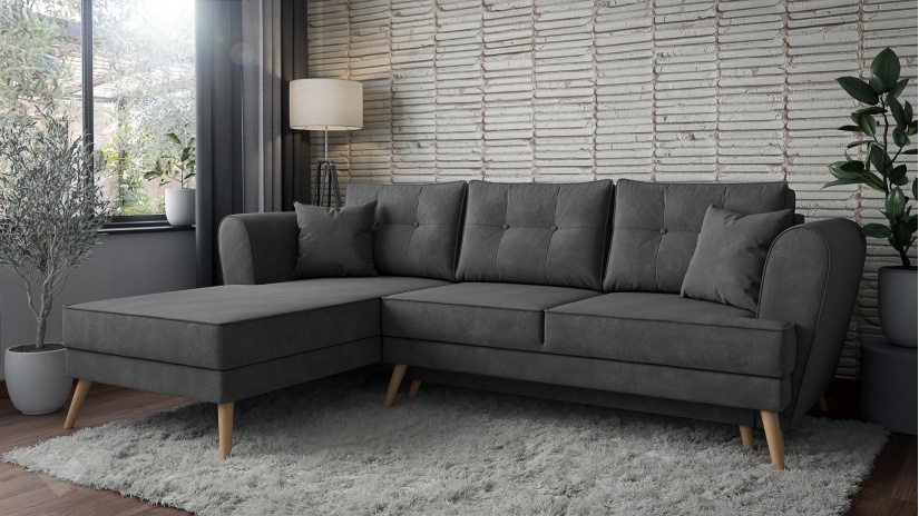Ъглов диван Марлен с посока графит - изглед 1