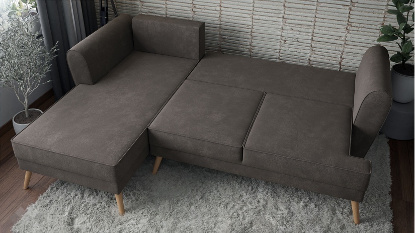 Ъглов диван Марлен с посока кафяв - изглед 4 - МебелМаг Ъглов диван Марлен с посока кафяв - изглед 4
