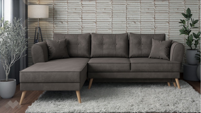 Ъглов диван Марлен с посока кафяв - изглед 2 - МебелМаг Ъглов диван Марлен с посока кафяв - изглед 2