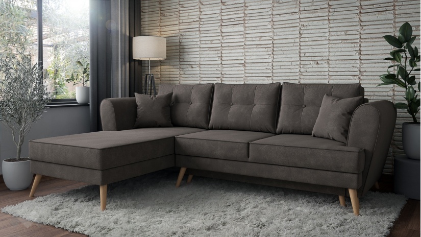 Ъглов диван Марлен с посока кафяв - изглед 1 - МебелМаг Ъглов диван Марлен с посока кафяв - изглед 1