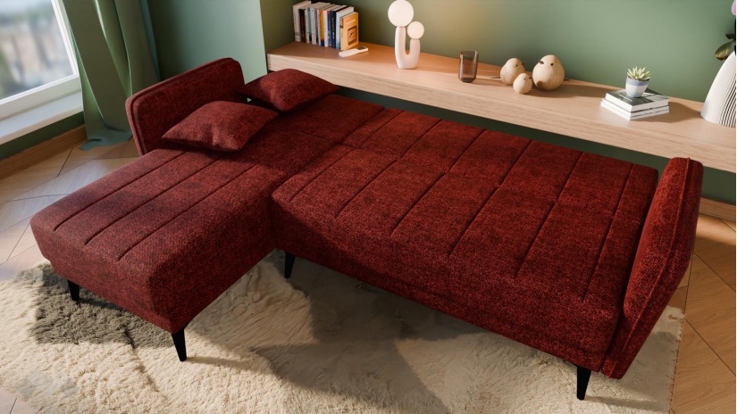 Ъглов диван Меларо универсален бордо - изглед 3