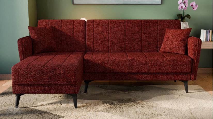 Ъглов диван Меларо универсален бордо - изглед 2