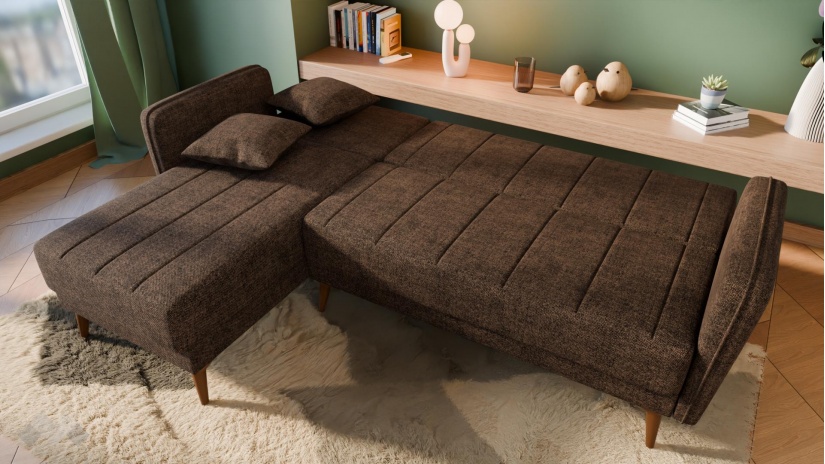 Ъглов диван Меларо универсален кафяв - изглед 3