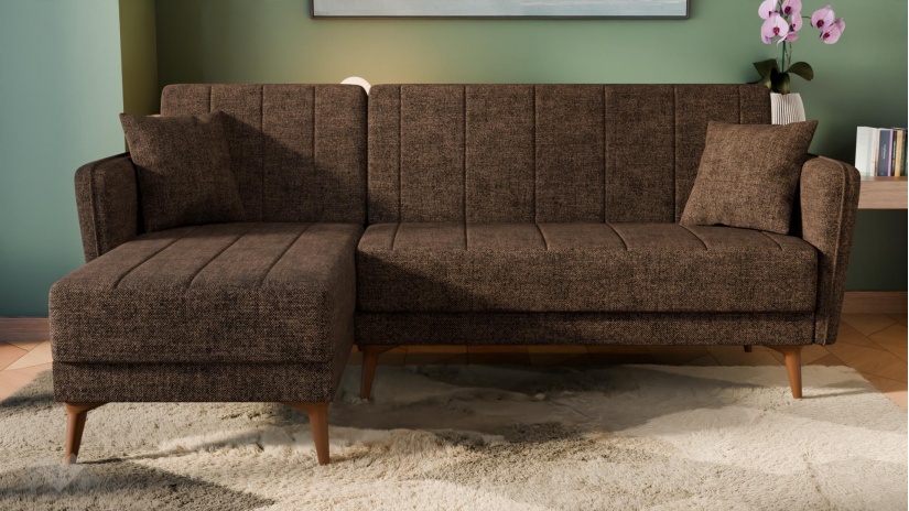 Ъглов диван Меларо универсален кафяв - изглед 2